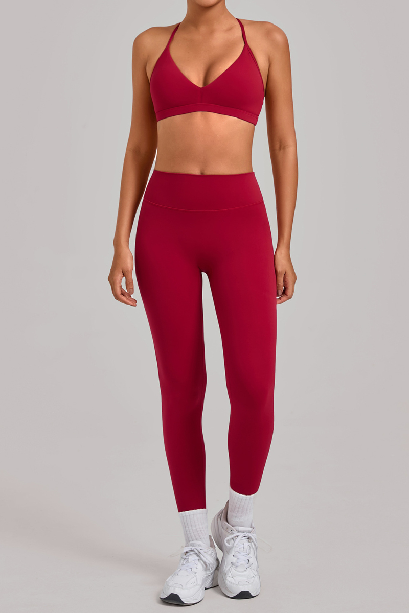 Women's Set:Triangle Cup Thin Straps Bra And High-Waist Leggings
