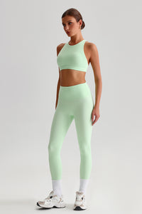 Women Brushed Cross-Back Slim-Fit Yoga Set: High-Waisted Butt-Lifting Outdoor Running Leggings + Round Neck Sports Bra