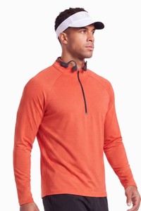 Men's Half Zip Stand Collar Athletic Long Sleeve T-shirt