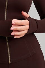 Women Slim-Fit High-Neck Finger-Loop Yoga Long Sleeve