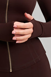 Women Slim-Fit High-Neck Finger-Loop Yoga Long Sleeve