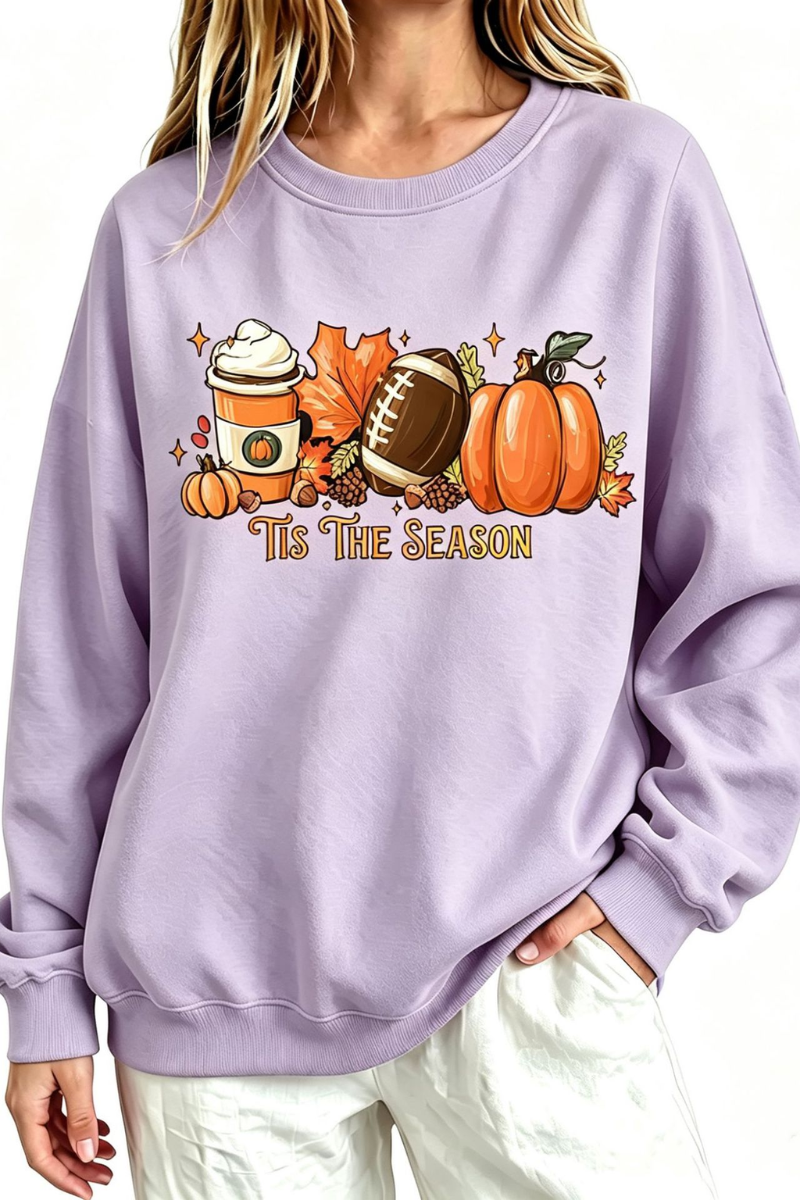 Women’s Fall Football Pumpkin Graphic Halloween Sweatshirt