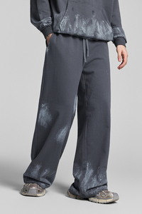 Distressed, worn-out straight-leg pants