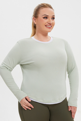 Women’s Plus Size Fake two-piece Color Block Long Sleeve Top