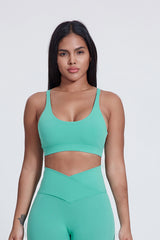 Women'S Crossover Backless Outdoor Gym Tank Top Style Bra With Bra Pads