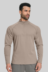 Men's Brushed Collar Semi-Zip Casual Sports Long Sleeve T-shirt