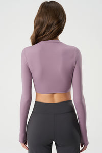 Women Slim-Fit Crop Naked-Feel Long Sleeve Yoga & Running Sportswear Top