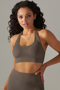 Seamless Backless Halter Sport Bra