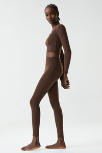 Women's Petal Long Sleeve Top And Leggings Two-Piece Set