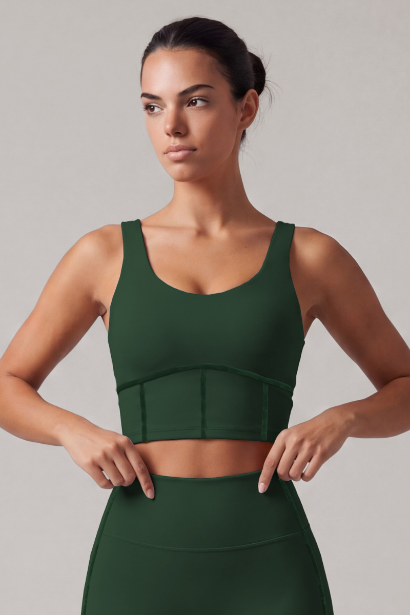 Women's Wide Strap U-Back Sport Bra with Soft Boning Support
