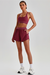 Women's Y-Back Sports Bra & Double-Layer Shorts 2-Piece Set