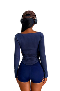 Women's Long Sleeve Boat Neck Yoga Top