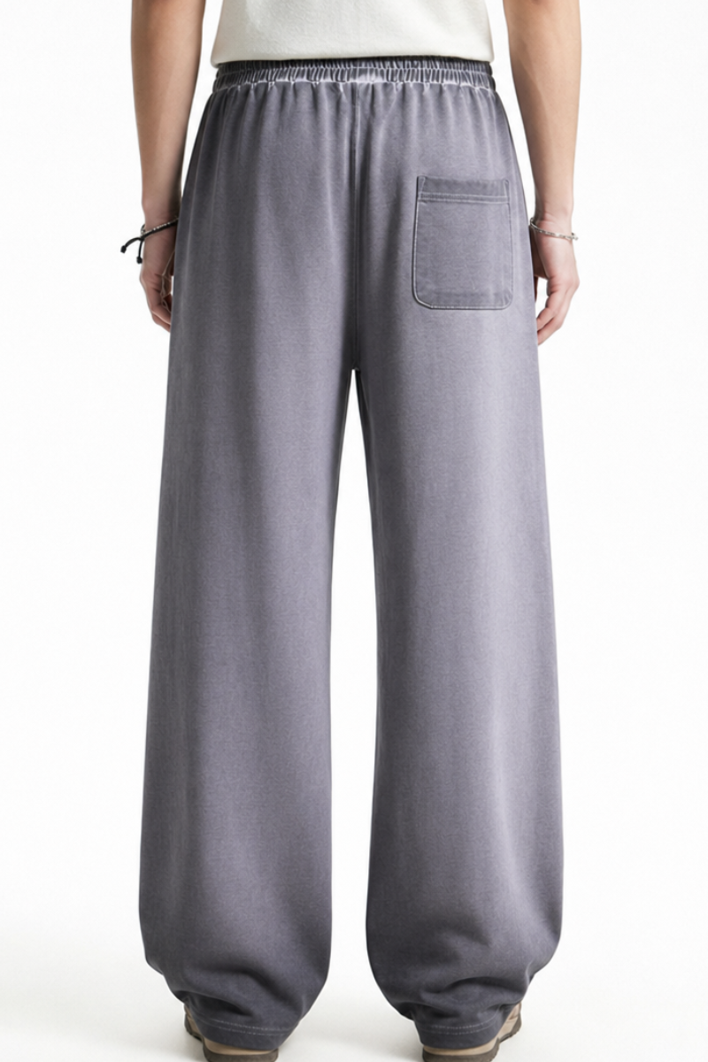 Unisex Fall 100% Cotton Washed Gradient Wide Leg Pants