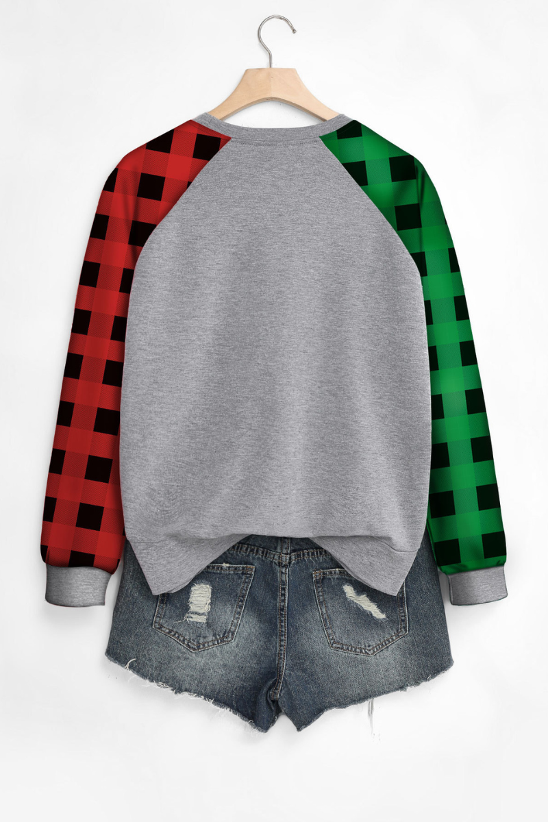 Women's Fall Festival Plaid Color Block Raglan Pullover