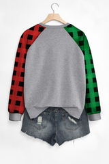 Women's Fall Festival Plaid Color Block Raglan Pullover