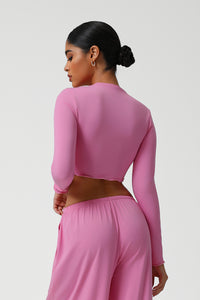 Women Slim Fit Wave Hem Yoga Long Sleeves