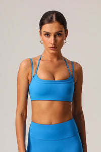 Women High Elastic Thin Strap Halter Neck Fitness Running Sports Bra