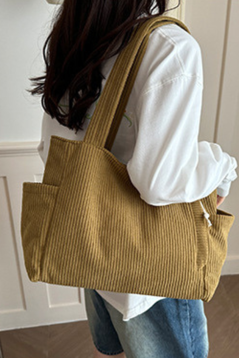 Women's Streetwear Corduroy Large-Capacity Tote Bag