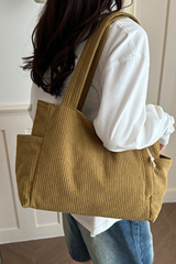 Women's Streetwear Corduroy Large-Capacity Tote Bag