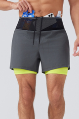Men's Double Layer 2-in-1 Shorts with Waist Storage Pockets