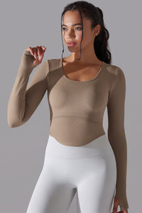 Seamless Women'S Thumbhole Yoga Sport Long Sleeve