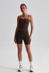 Women High-Waisted Peach Booty Yoga Set: Seamless Crotch Shorts + Y-Back Sports Bra