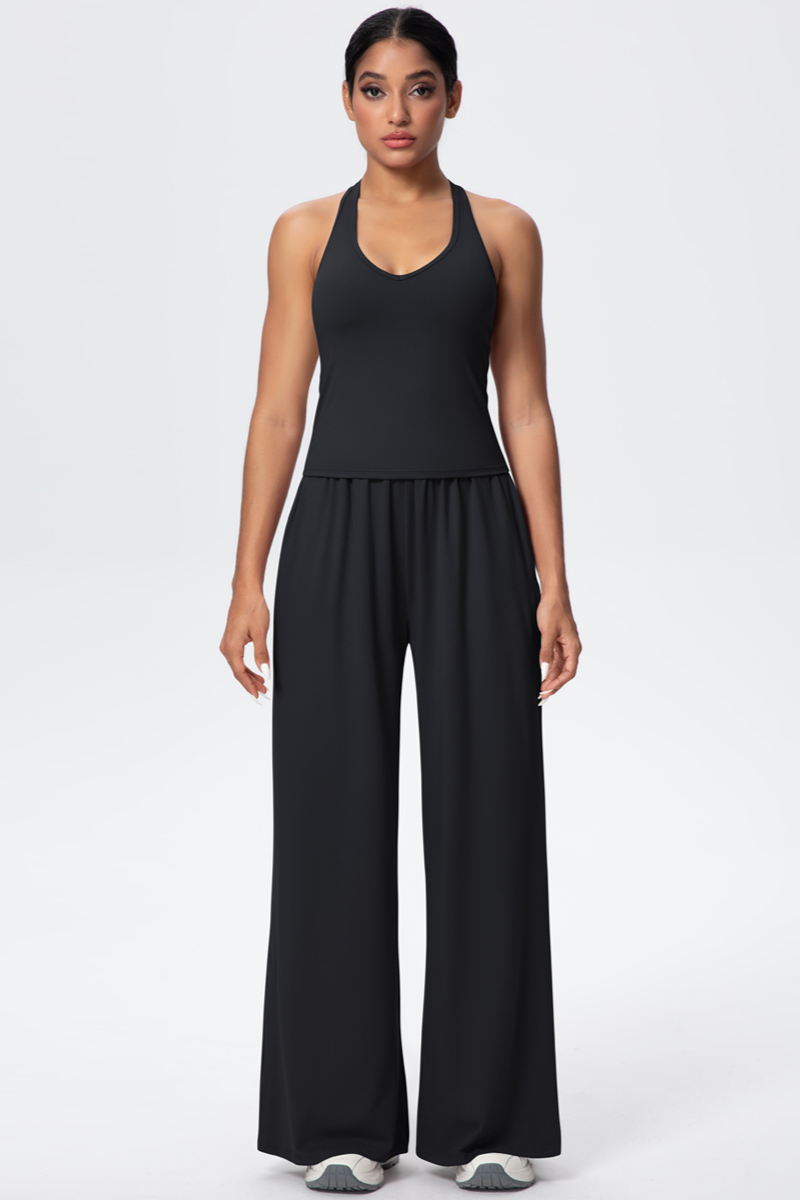 Women’s Set: Halterneck Tank Top & Wide-Leg Pants