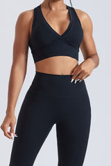 Women V-Neck Cross Back Quick-Dry Yoga Sports Bra