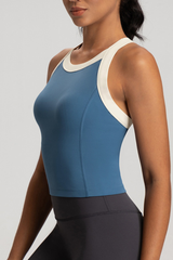 Women's Color Block Cross Back Padded Sports Tank Top
