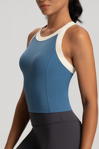 Women's Color Block Cross Back Padded Sports Tank Top