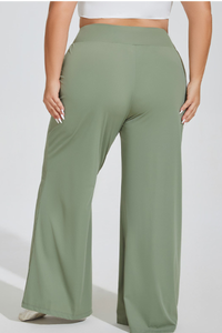 Plus Size Women's High Waisted Wide Leg Pants