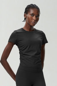 Women Plus-Size Honeycomb Waist Quick-Dry Slim-Fit Summer Yoga Training Top