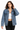 Women's Classic Blue Relaxed Denim Jacket with Red Tag
