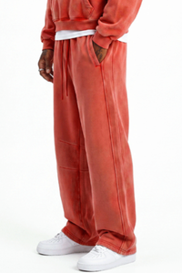 Unisex Fall Fleece Elastic Waist Curved Wide Leg Sweatpants