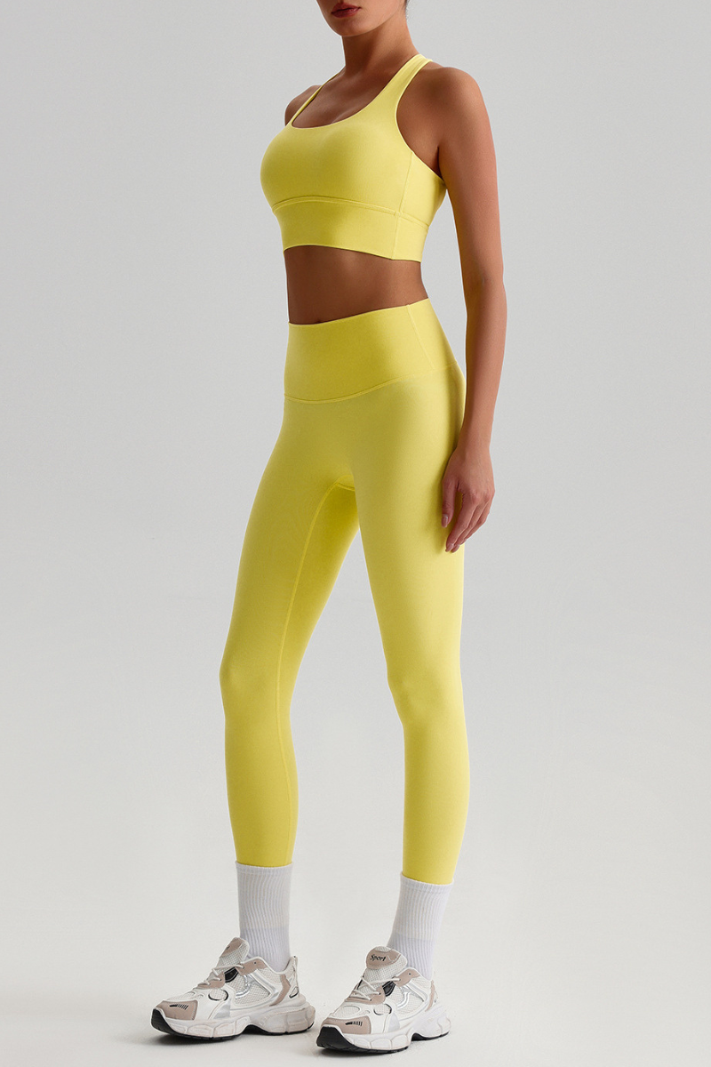 Women's Bare Feel  Cross Back Bra & High Waist Leggings Set