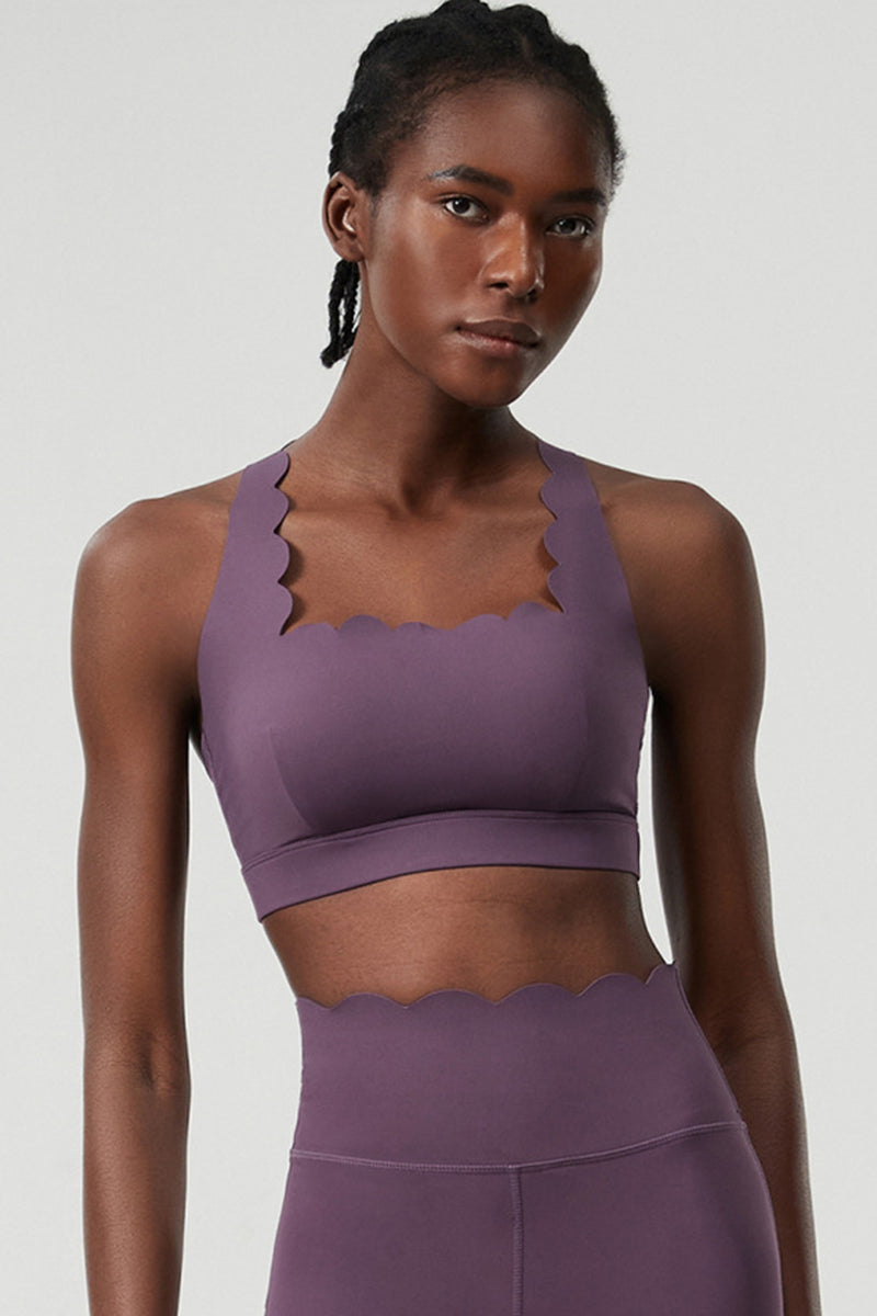 Women Wave-Edge Double-Strap High-Impact Quick-Dry Sports Bra