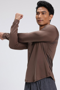 Men's Quick Dry Back Print Athletic Long Sleeve T-shirt