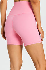 Solid High-Waisted Stretch Sports Shorts