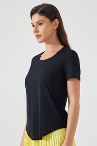 Women Lightweight Breathable Slim-Fit Quick-Dry Yoga Fitness Short-Sleeve Top