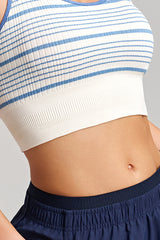 Women Halter Striped Quick-Dry Built-in Sports Bra