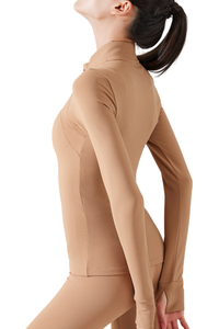 Women's Winter Stand Collar Full Zip Fleece Lined Yoga Jacket