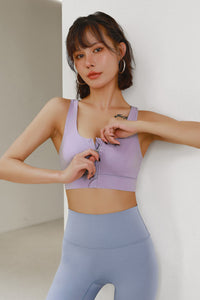 Back Cutout Front Zipper Yoga Sports Bra