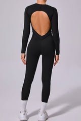 Women One-Piece Backless Skinny Long Sleeve Long Pants Exercise Yoga Bodysuit