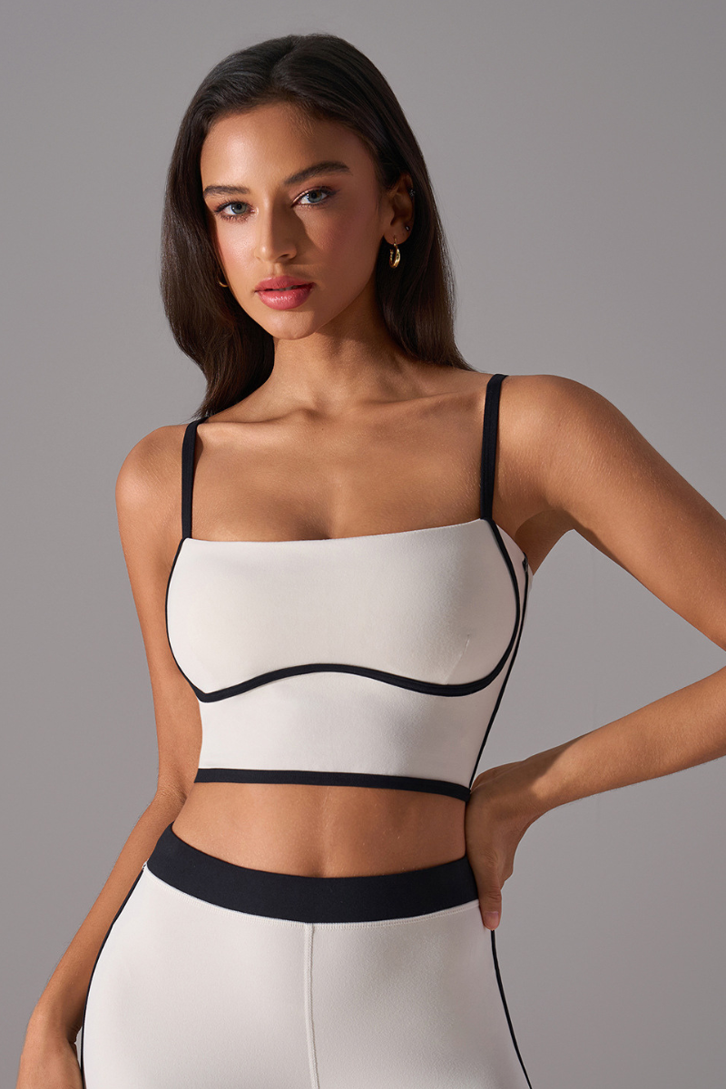 Women's Color Block Bra - Sexy Strappy Back Support Sports Bra