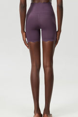 Women Wave-Edged High-Waist Quick-Dry Tight-Fit Yoga Cycling Mid-Length Sports Shorts