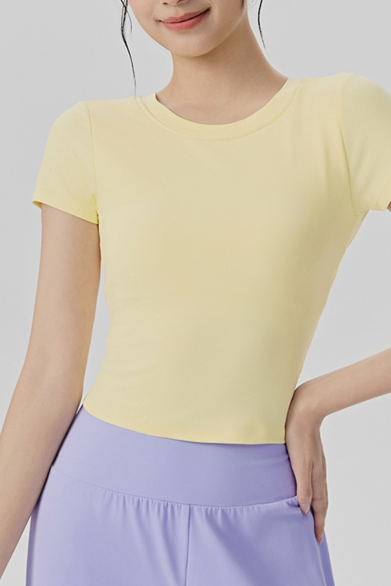 Women's Summer Tie Back Solid Slim Fit Sports T-shirt