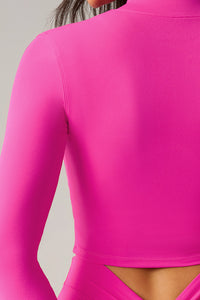 Women Tight-Fit Cropped Zip-Up Sculpting Running Yoga Long-Sleeve Jacket