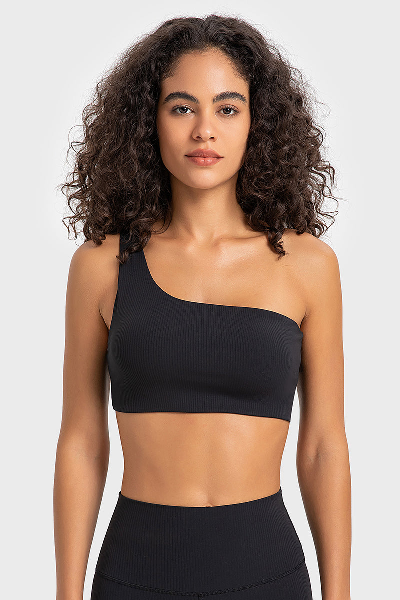 Women's Ribbed Single Strap Sports Bra