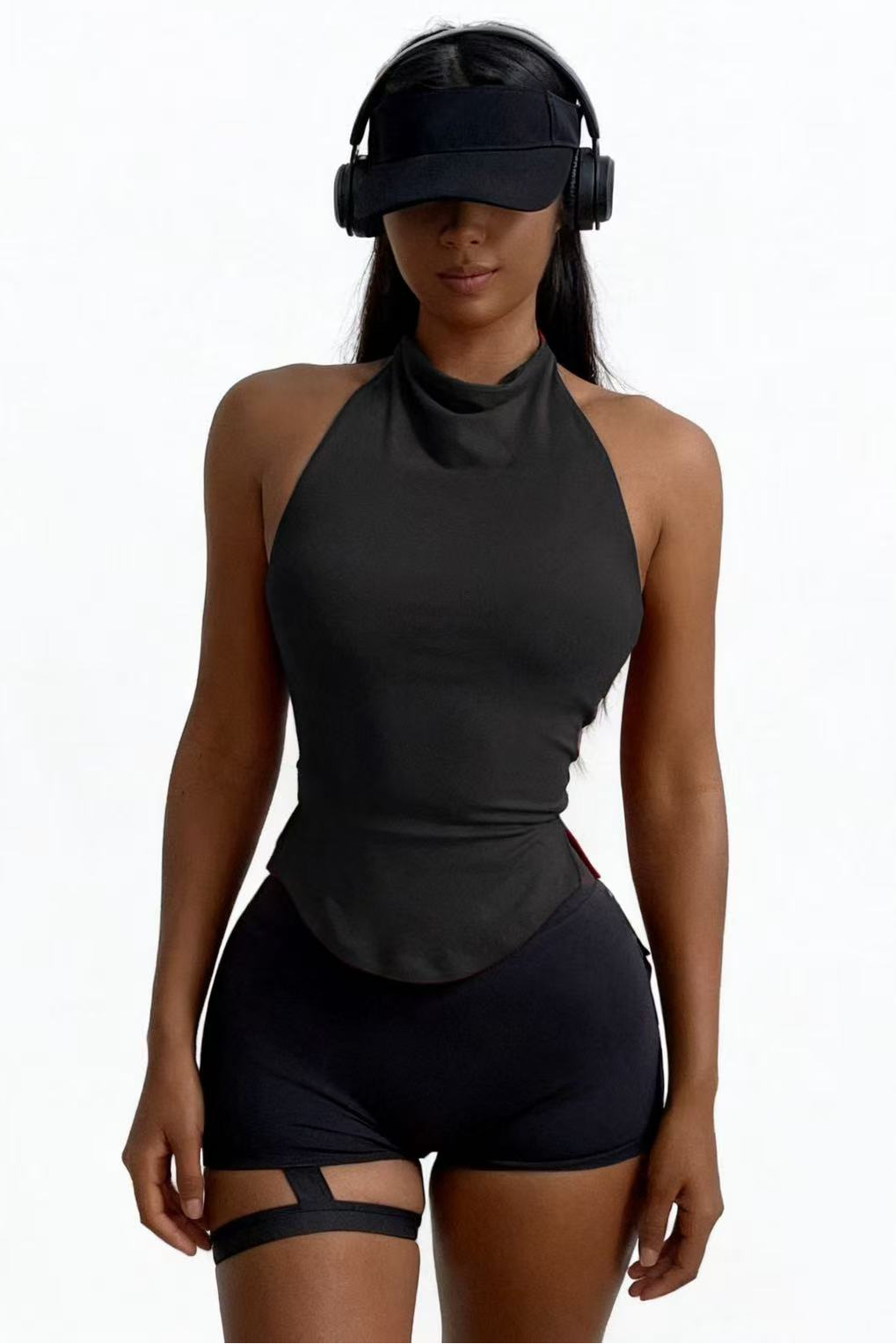 Women's backless sleeveless TankTop with chest pads