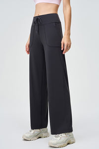 High Waisted Drawstring Sport Flared Pants